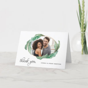 Cartão De Agradecimento Folhas de Banana Tropicais Obrigado com Foto