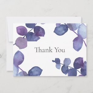 Cartão De Agradecimento Folhas de Eucalipto Azul Roxo Obrigado