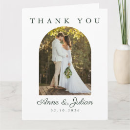 Cartão De Agradecimento Folhas de Eucalipto Casamento Moderno Com 2 fotos
