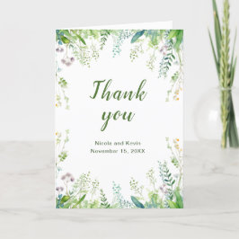 Cartão De Agradecimento Folhas de Eucalipto Verde Casamento 