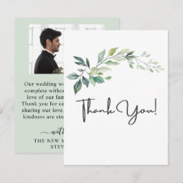 Cartão De Agradecimento Folhas de Eucalipto Verde Modernas em Aquarela