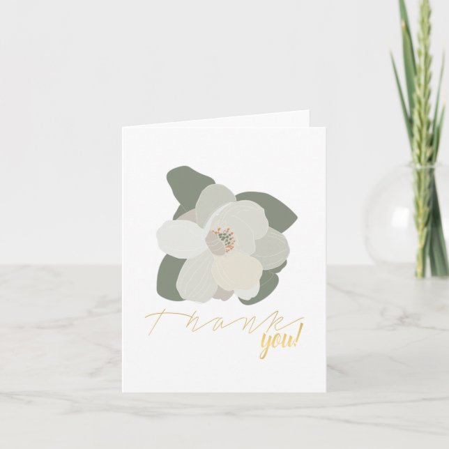 Cartão De Agradecimento Folhas de Flor da Magnolia de inverno (Frente)