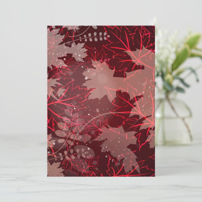 Cartão De Agradecimento Folhas de ouro 1 (Em pé/Frente)