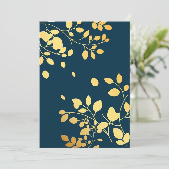 Cartão De Agradecimento Folhas de ouro 8 (Em pé/Frente)
