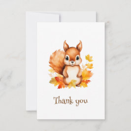 Cartão De Agradecimento Folhas de outono Personalizadas de Esquilo Animal 