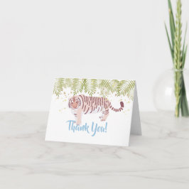 Cartão De Agradecimento Folhas de Palmeira de Tigre Selvagem Azul Claro