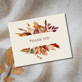 Cartão De Agradecimento Folhas de queda personalizadas do Ouro