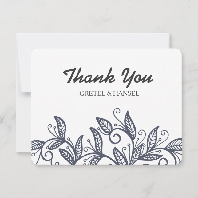 Cartão De Agradecimento folhas de rabisco (Frente)