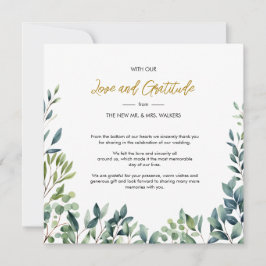 Cartão De Agradecimento Folhas de vegetação botânica Elegante Casamento