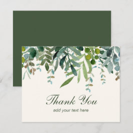 Cartão De Agradecimento Folhas de Verdura em Aquarela Obrigado 