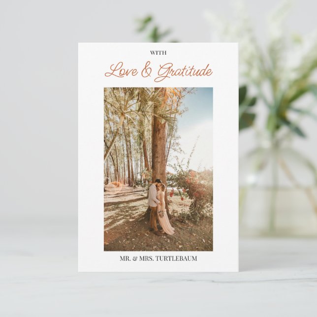 Cartão De Agradecimento Folhas Florais Aquarela (Em pé/Frente)