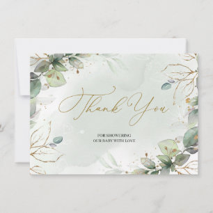 Cartão De Agradecimento Folhas florais e ouro falso da Rússia moderna
