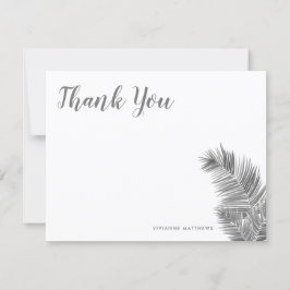 Cartão De Agradecimento Folhas Tropicais de Palma Pretas e Brancas