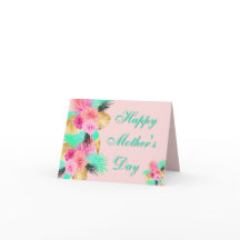 Folhas Tropicais Florais Pastel Dia das Mães 