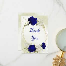 Cartão De Agradecimento Folhas verdes azuis-reais