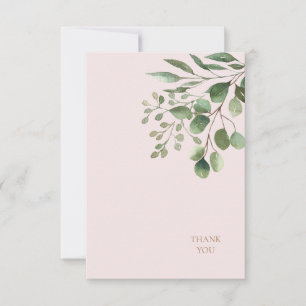 Cartão De Agradecimento Foliage Dourado Texto Blush Casamento Obrigado