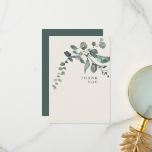 Cartão De Agradecimento Foliage Teal & Cream Weding Obrigado