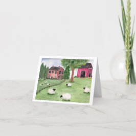 Cartão De Agradecimento Folk Art Sheep