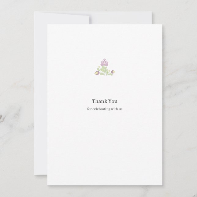 Cartão De Agradecimento Folk Floral Wedding Thank You Minimal Design (Frente)