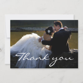 Cartão De Agradecimento Fonte de letra cursiva branca elegante para foto d