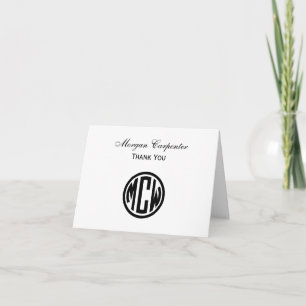 Cartão De Agradecimento Fonte Monograma Círculo Preto Branco DIY BG