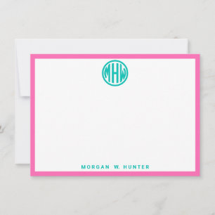 Cartão De Agradecimento Fonte Monograma Círculo Turquesa DIY BG