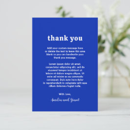 Cartão De Agradecimento Fonte Retro Safira Azul Casamento Moderno