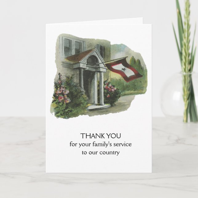 Cartão De Agradecimento Forças armadas: Obrigado para o serviço da família (Frente)