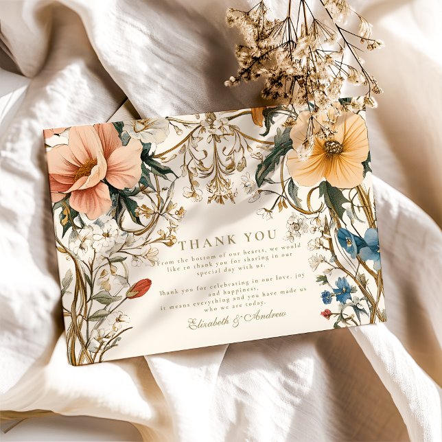 Cartão De Agradecimento Forest Floral Fern Wedding (Criador carregado)