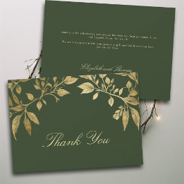 Cartão De Agradecimento Forest Foliage Botanical Elegant Script Wedding