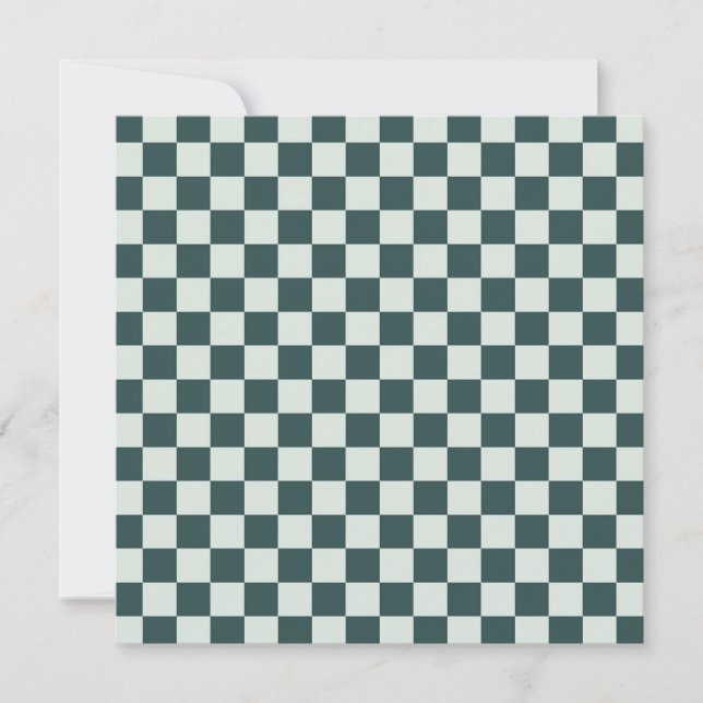 Cartão De Agradecimento Forest green moss checkerboard pattern (Frente)