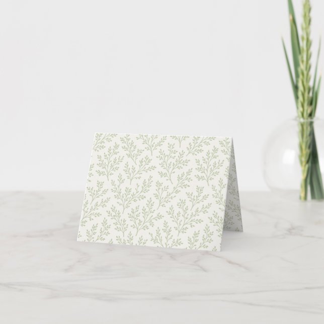 Cartão De Agradecimento Forest Sprigs Soft Olive - Neutro (Frente)