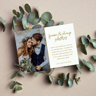 Cartão De Agradecimento Forever Dourado Casamento Fotográfico Obrigado