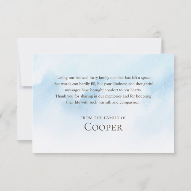 Cartão De Agradecimento Forever in our hearts Pet memorial photo (Verso)