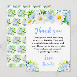 Cartão De Agradecimento Forget-Me-Nots and Daisies Floral Birthday