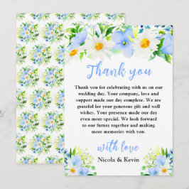 Cartão De Agradecimento Forget-Me-Nots and Daisies Floral Wedding