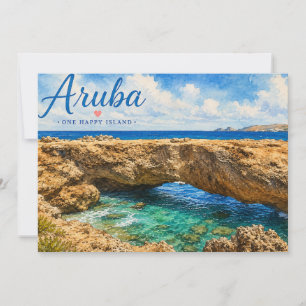 Cartão De Agradecimento Formação rochosa da ponte natural de Aruba Caribe