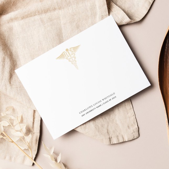 Cartão De Agradecimento Formação Simples 2025 Enfermeira (Nurse Pinning Graduation 2024 Caduceus Minimalist Thank You Card)