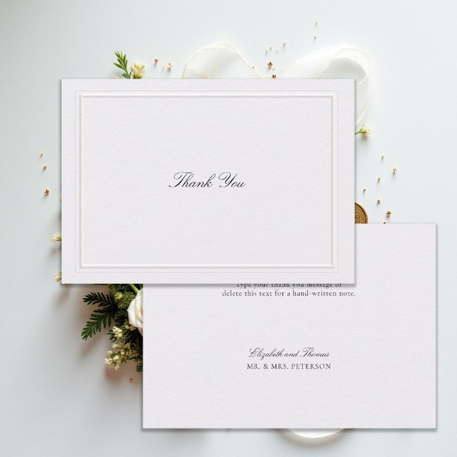 Cartão De Agradecimento Formal Modern Classic Elevated Frame Pearl Wedding (modern classic wedding thank you card pearl double frame elevated formal traditional calligraphy)