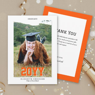 Cartão De Agradecimento Formando 2024 Foto de Graduação da Tipografia Clás
