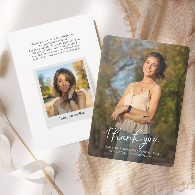 Cartão De Agradecimento Formando de Foto do Formando Graduação 2025 (Graduation 2025 Graduate Photo Grad Thank You Card)