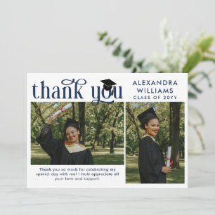 Cartão De Agradecimento Formando de Fotografia de Sobreposição Elegante Az