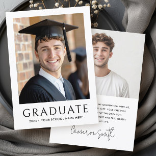 Cartão De Agradecimento Formando de fotos clássico de formatura elegante