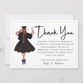 Cartão De Agradecimento Formando de Garota de Aquarela Moderna Personaliza