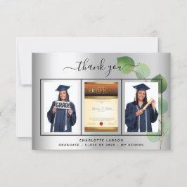 Cartão De Agradecimento Formando de graduação eucalipto com fotografia pra