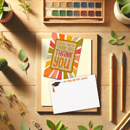 Cartão De Agradecimento Formando Divertido Colorido Feliz Obrigado Simples