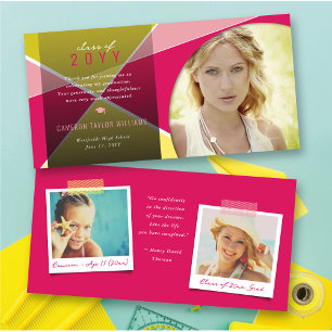 Cartão De Agradecimento Formando Fotográfico de Bloco de Cores Cruzadas G