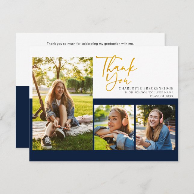 Cartão De Agradecimento Formando Graduação 2024 para Colagem de Fotos Obri (Frente/Verso)