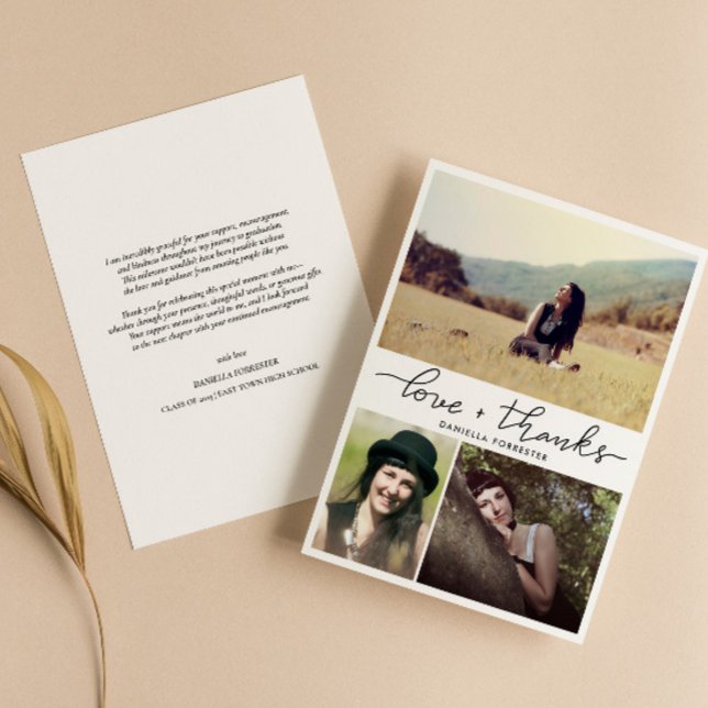 Cartão De Agradecimento Formando Moderno, Amor E Obrigados, Roteiro Fotogr (Criador carregado)