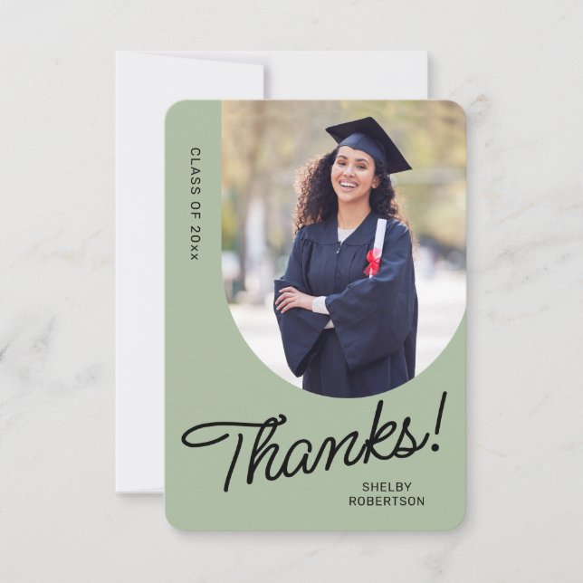 Cartão De Agradecimento Formando Obrigado Script Arch Photo (Frente)
